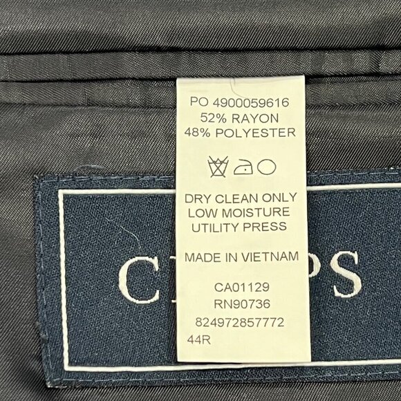 Chaps Mens Checkered Blazer Jacket 44R Blue Rayon Polyester Two-Button Vietnam - Picture 5 of 9